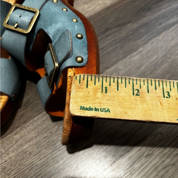 Kork-Ease Blue Slide Sandals with Buckle chunky boho platform - Picture 11 of 13